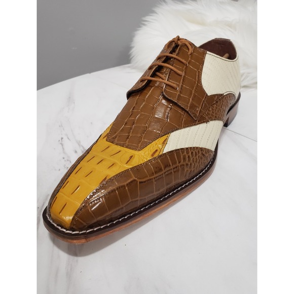 NEW NO BOX SIZE 13 WIDE Stacy Adams Tristano Men\'s Oxford‎ BROWN TAN white croc main image 6